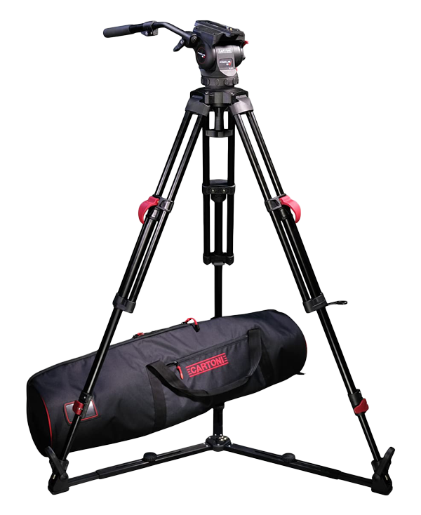 Cartoni Focus 8 Fluid Head With Red Lock Floor Spreader Tripod Kit
